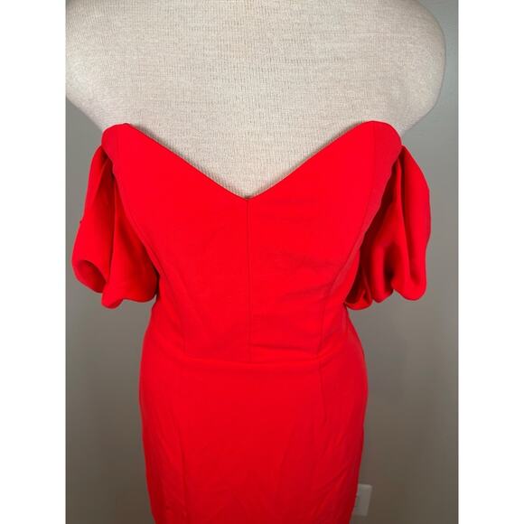 Amanda Uprichard Falcon Off the Shoulder Crimson Red Maxi Dress Size XS - Picture 4 of 9